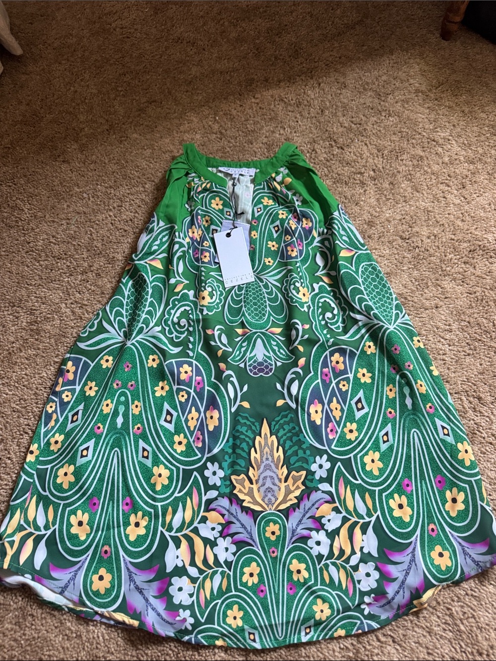 Cezele Green Floral Paisley Tunic